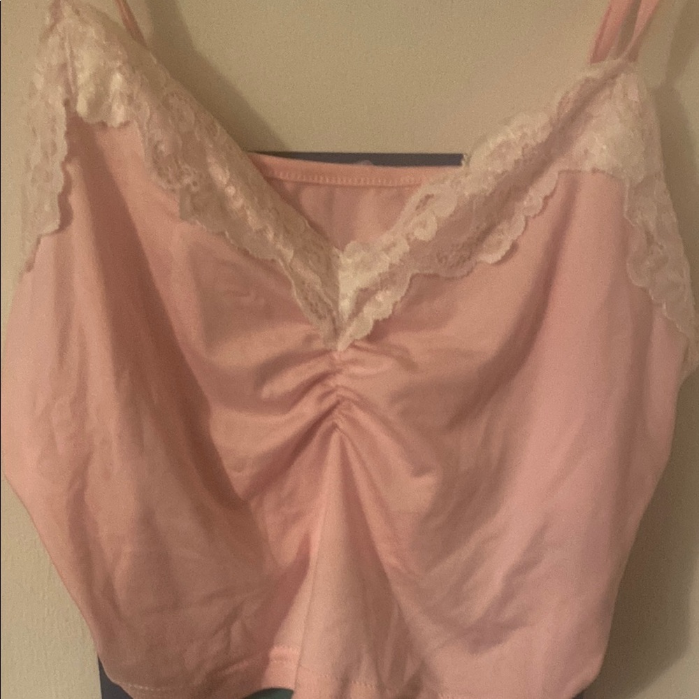 Pink Lace Trim Camisole
